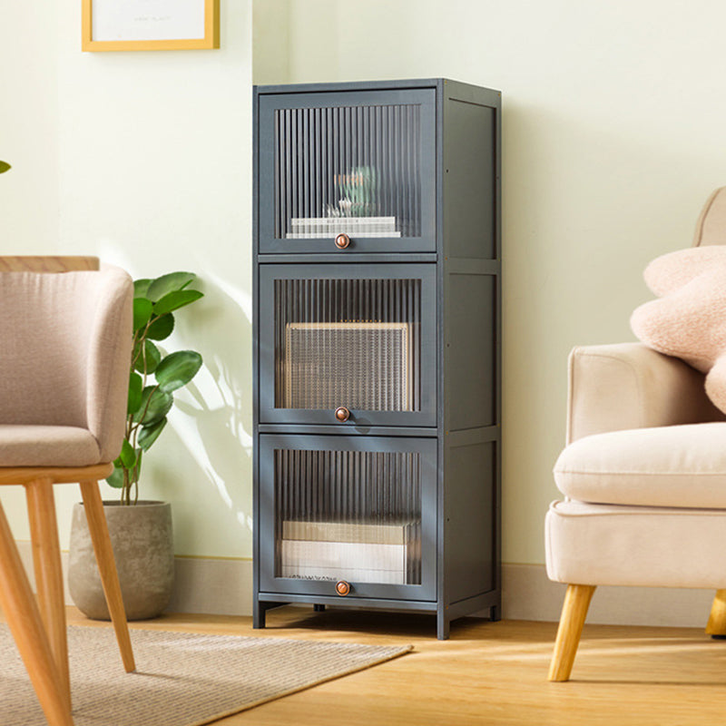 Bamboo Standard Bookcase Scandinavian Closed Back Bookshelf with Cabinets