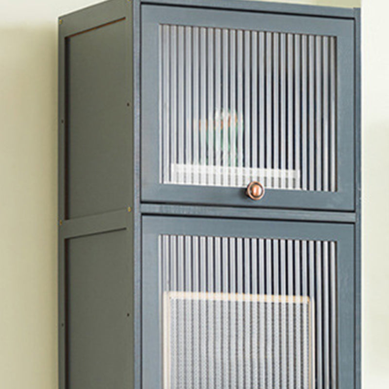 Bamboo Standard Bookcase Scandinavian Closed Back Bookshelf with Cabinets