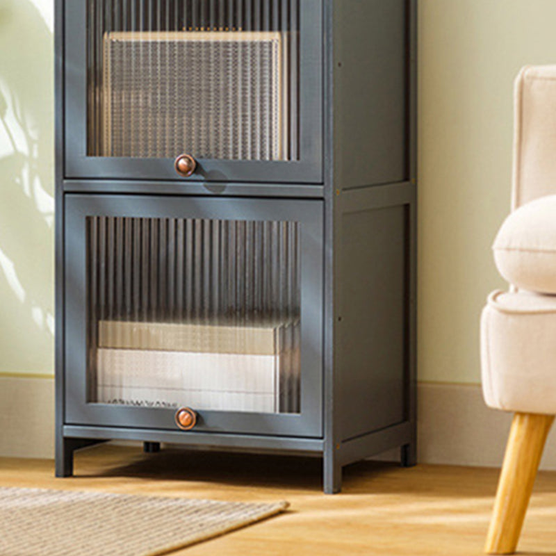 Bamboo Standard Bookcase Scandinavian Closed Back Bookshelf with Cabinets