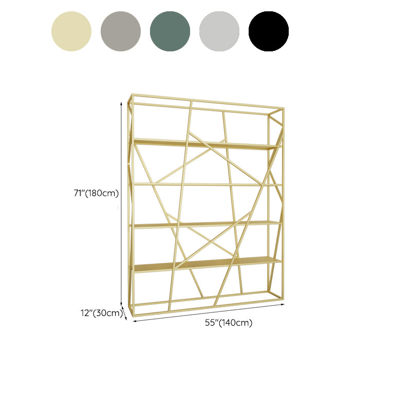 Metal Etagere Bookshelf Scandinavian Open Back Bookcase with Shelves