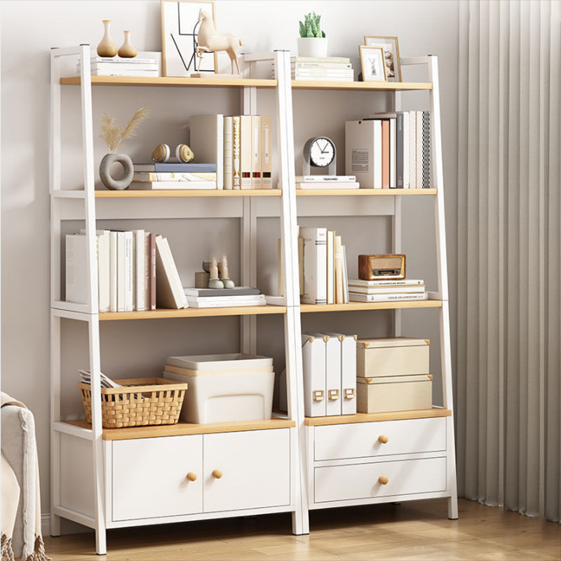 Engineered Wood Bookcase Ladder Contemporary Bookshelf with Shelves