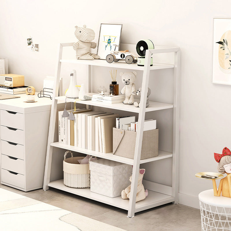 Engineered Wood Bookcase Ladder Contemporary Bookshelf with Shelves