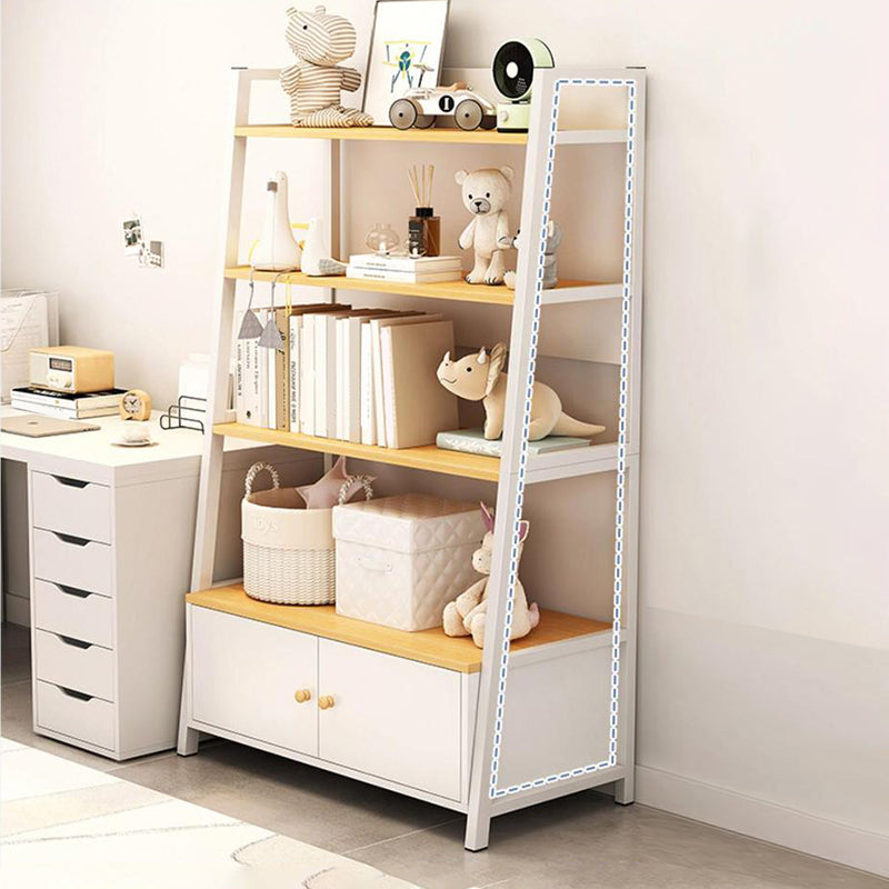 Engineered Wood Bookcase Ladder Contemporary Bookshelf with Shelves