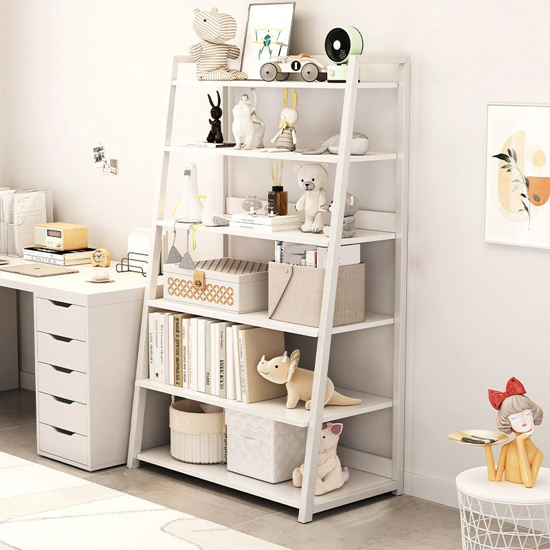 Engineered Wood Bookcase Ladder Contemporary Bookshelf with Shelves