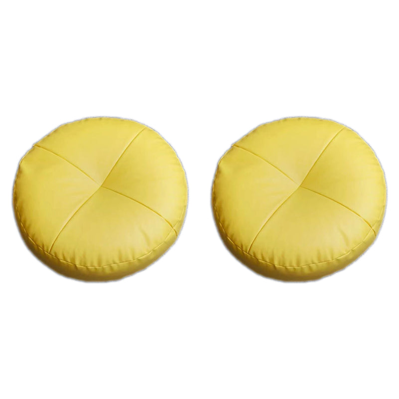 Modern Pouf Ottoman Leather Upholstered Solid Color Round Ottoman