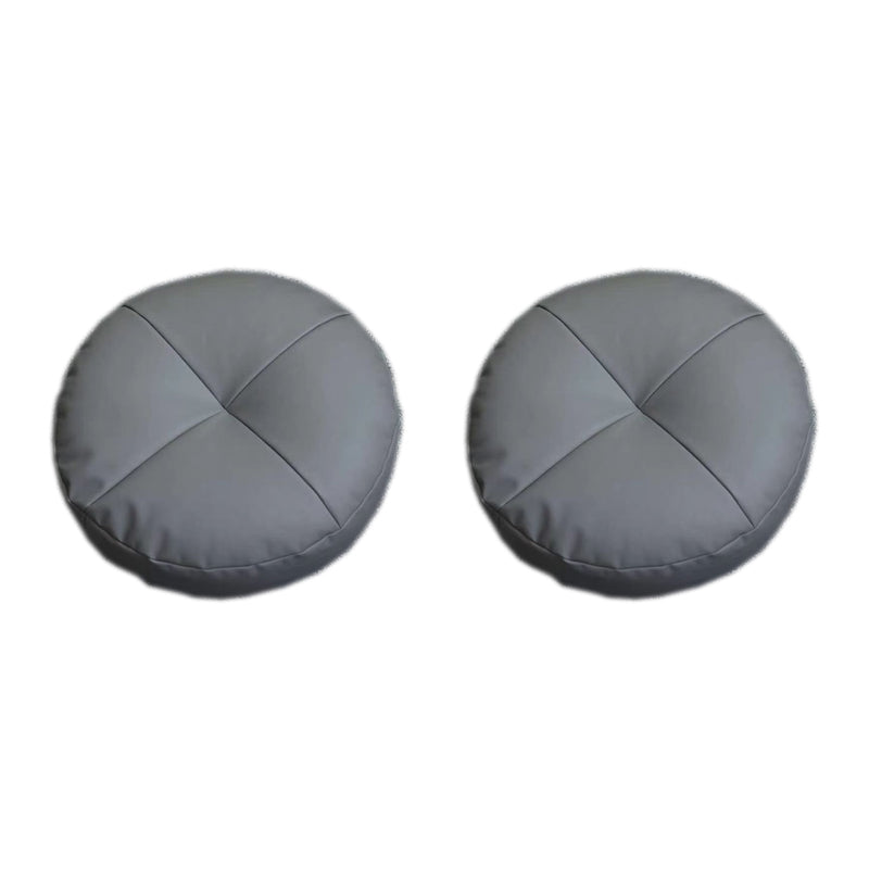 Modern Pouf Ottoman Leather Upholstered Solid Color Round Ottoman