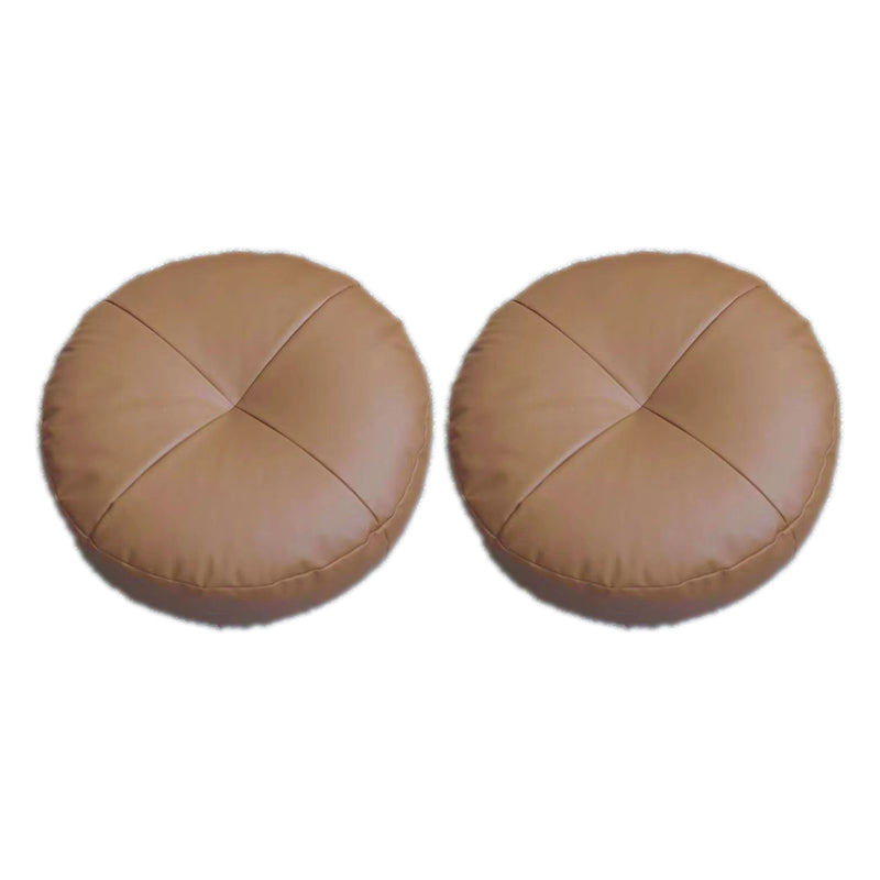 Modern Pouf Ottoman Leather Upholstered Solid Color Round Ottoman