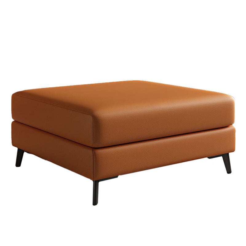 Rectangular Contemporary Ottoman Leather Foot Stool with Black Legs
