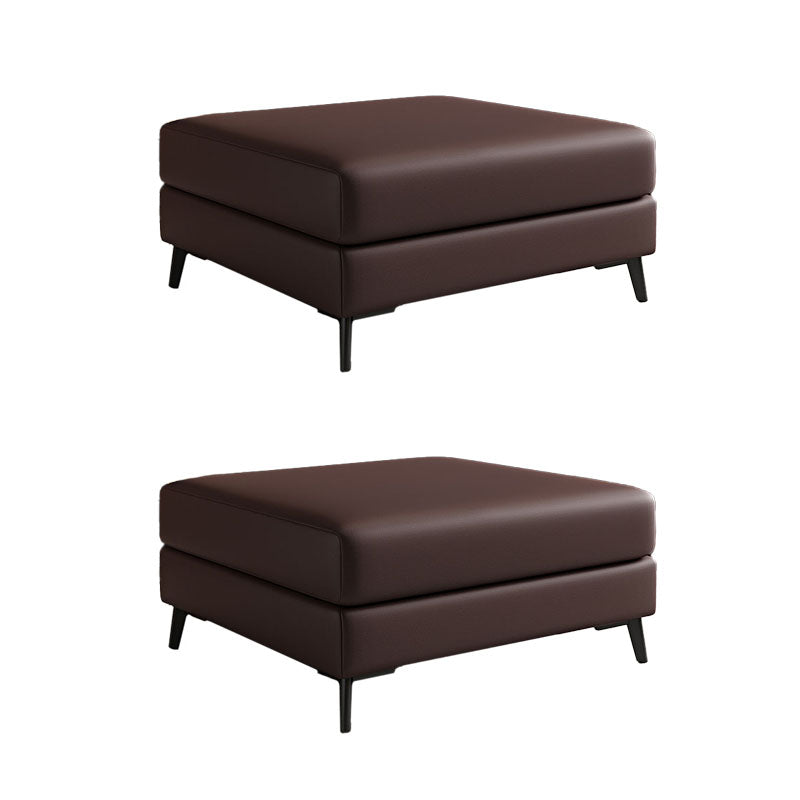 Rectangular Contemporary Ottoman Leather Foot Stool with Black Legs