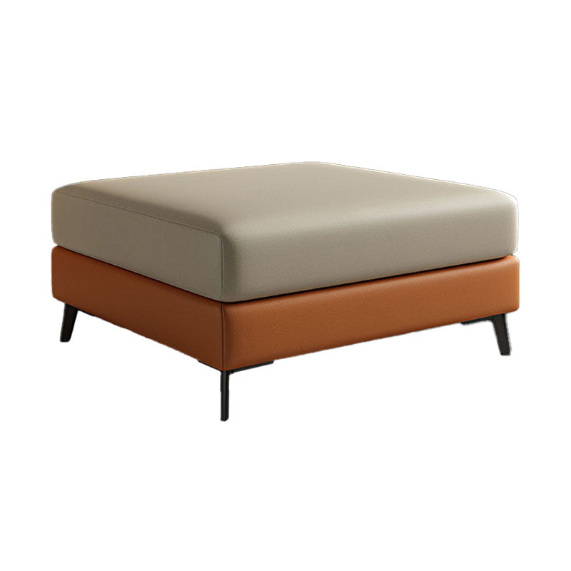 Rectangular Contemporary Ottoman Leather Foot Stool with Black Legs