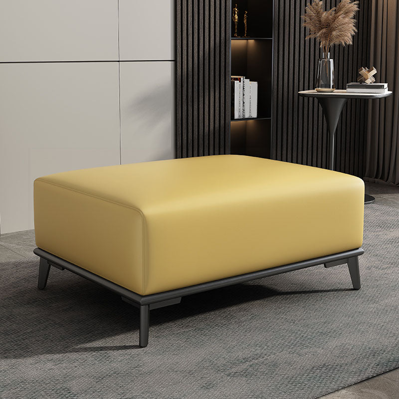Home Contemporary Rectangular Ottoman Leather Foot Stool with Legs
