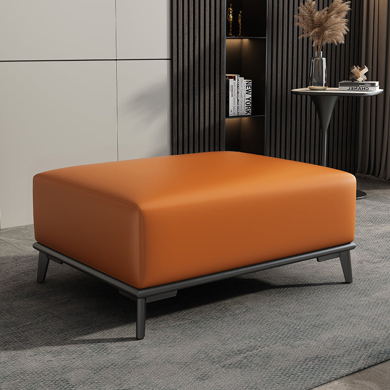 Home Contemporary Rectangular Ottoman Leather Foot Stool with Legs