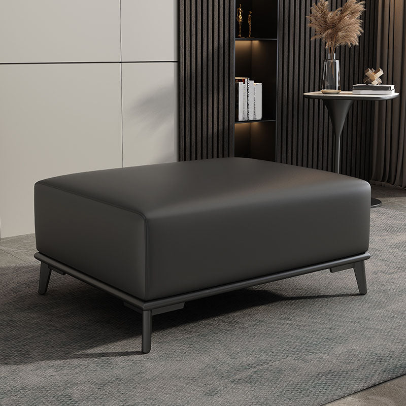 Home Contemporary Rectangular Ottoman Leather Foot Stool with Legs