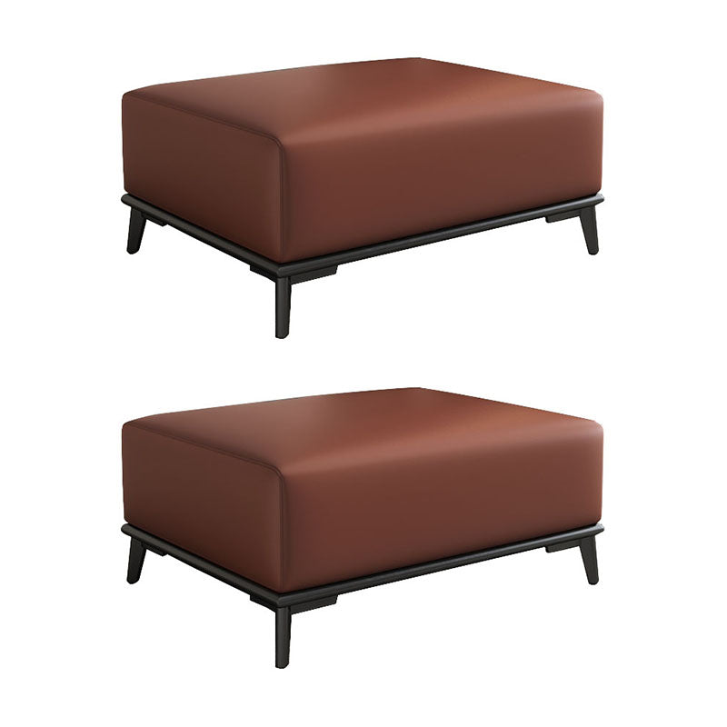 Home Contemporary Rectangular Ottoman Leather Foot Stool with Legs