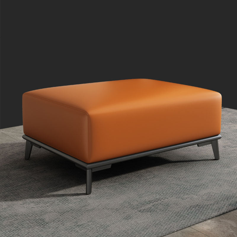 Home Contemporary Rectangular Ottoman Leather Foot Stool with Legs