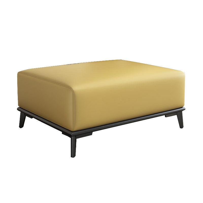 Home Contemporary Rectangular Ottoman Leather Foot Stool with Legs