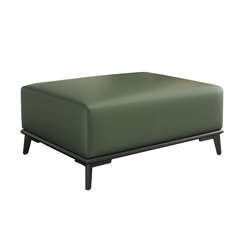 Home Contemporary Rectangular Ottoman Leather Foot Stool with Legs