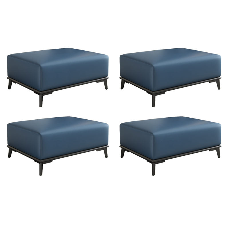 Home Contemporary Rectangular Ottoman Leather Foot Stool with Legs