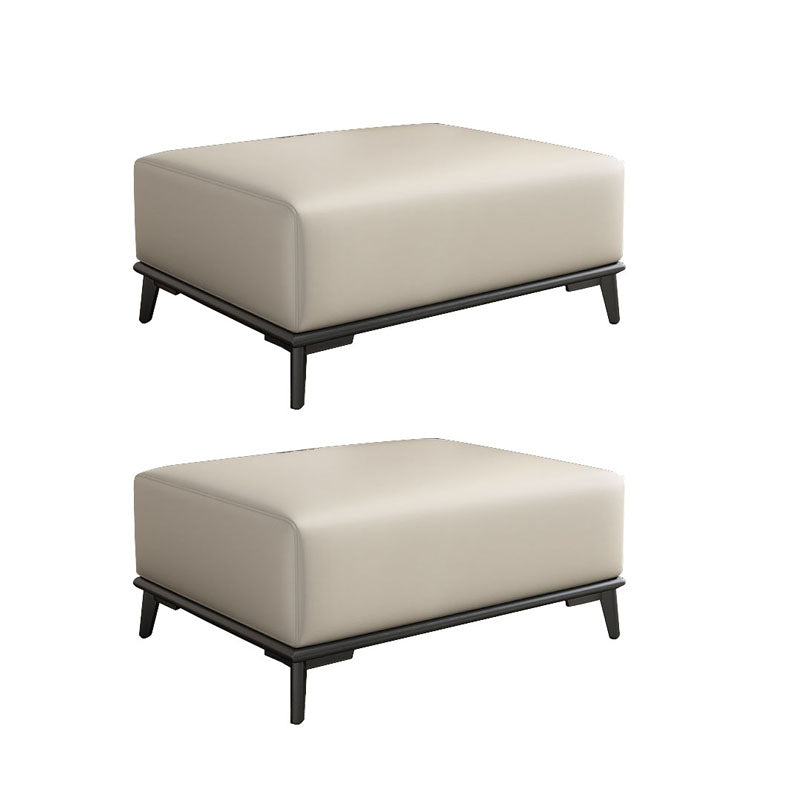 Home Contemporary Rectangular Ottoman Leather Foot Stool with Legs