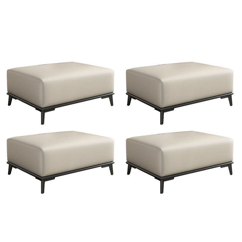 Home Contemporary Rectangular Ottoman Leather Foot Stool with Legs