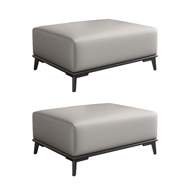 Home Contemporary Rectangular Ottoman Leather Foot Stool with Legs