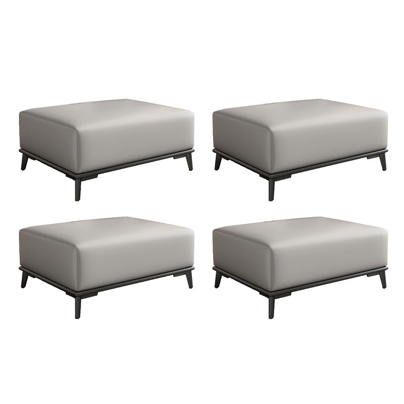 Home Contemporary Rectangular Ottoman Leather Foot Stool with Legs