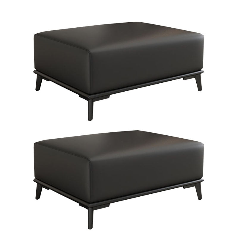 Home Contemporary Rectangular Ottoman Leather Foot Stool with Legs