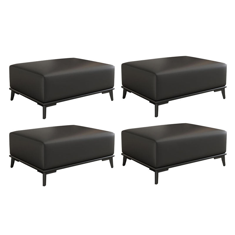 Home Contemporary Rectangular Ottoman Leather Foot Stool with Legs