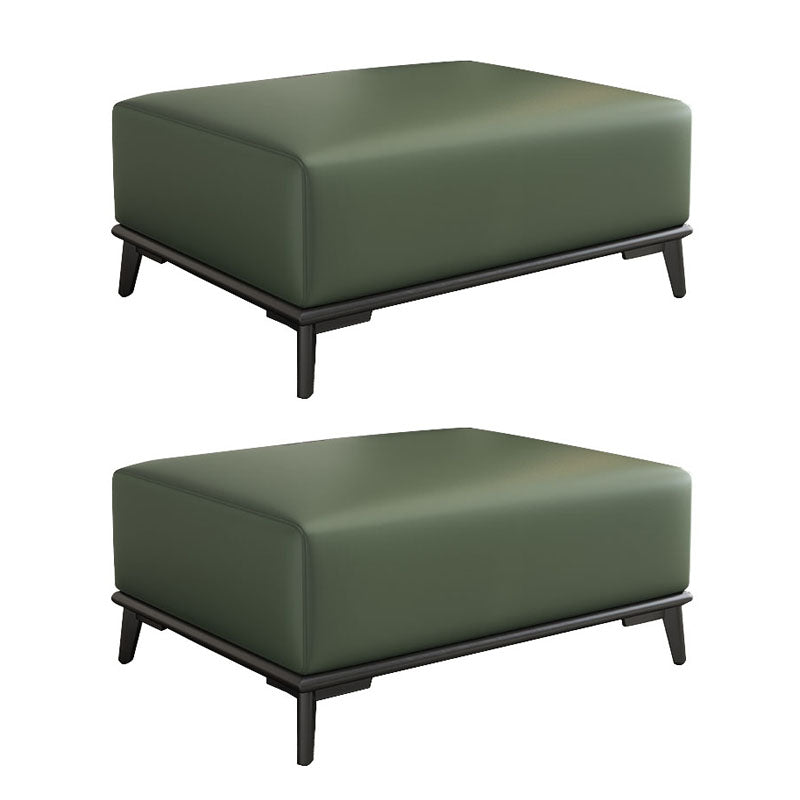 Home Contemporary Rectangular Ottoman Leather Foot Stool with Legs