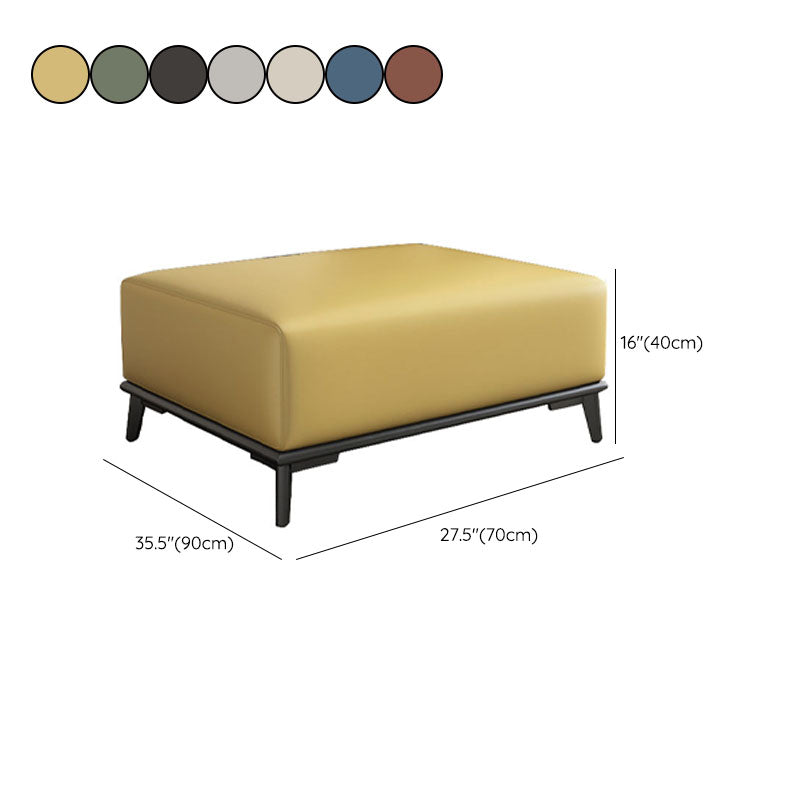 Home Contemporary Rectangular Ottoman Leather Foot Stool with Legs