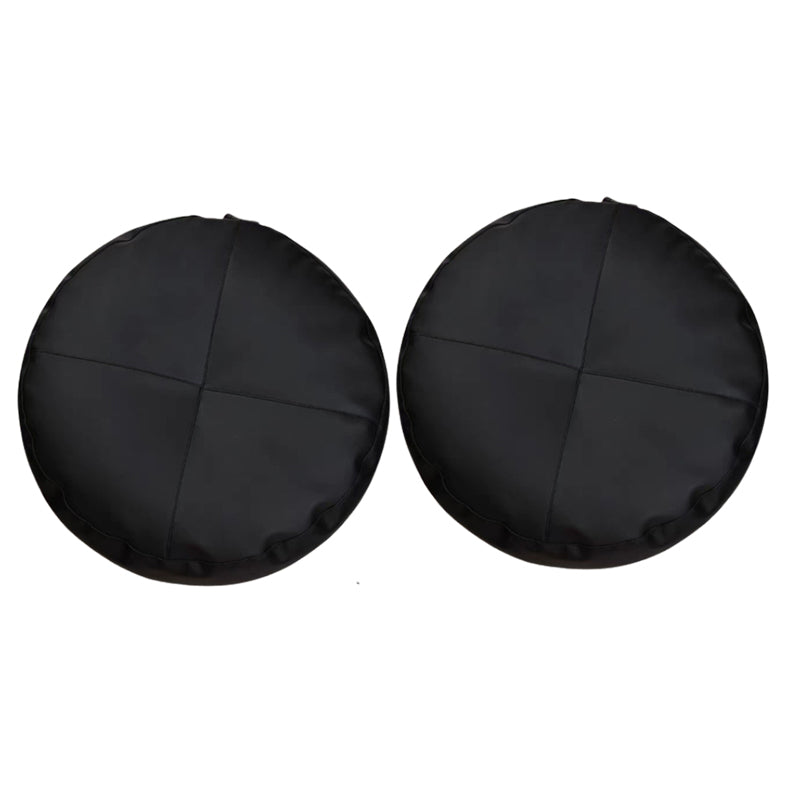 Modern Pouf Ottoman PU Leather Upholstered Tufted Solid Color Round Ottoman