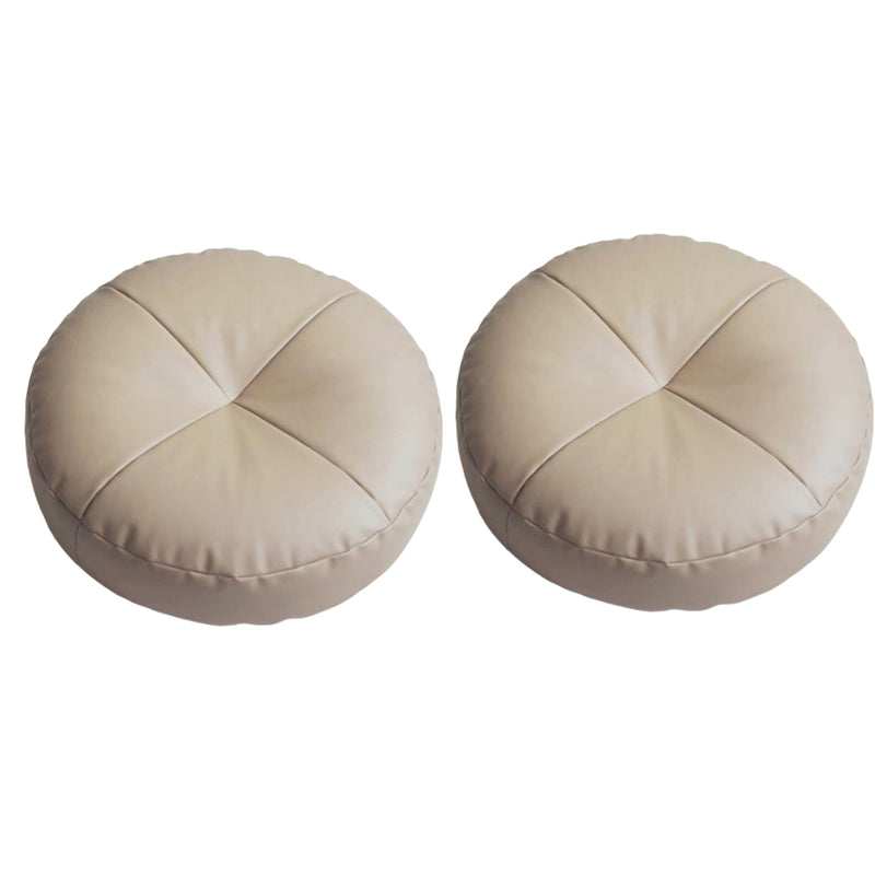 Modern Pouf Ottoman PU Leather Upholstered Tufted Solid Color Round Ottoman
