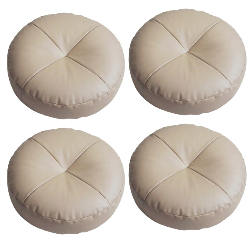 Modern Pouf Ottoman PU Leather Upholstered Tufted Solid Color Round Ottoman