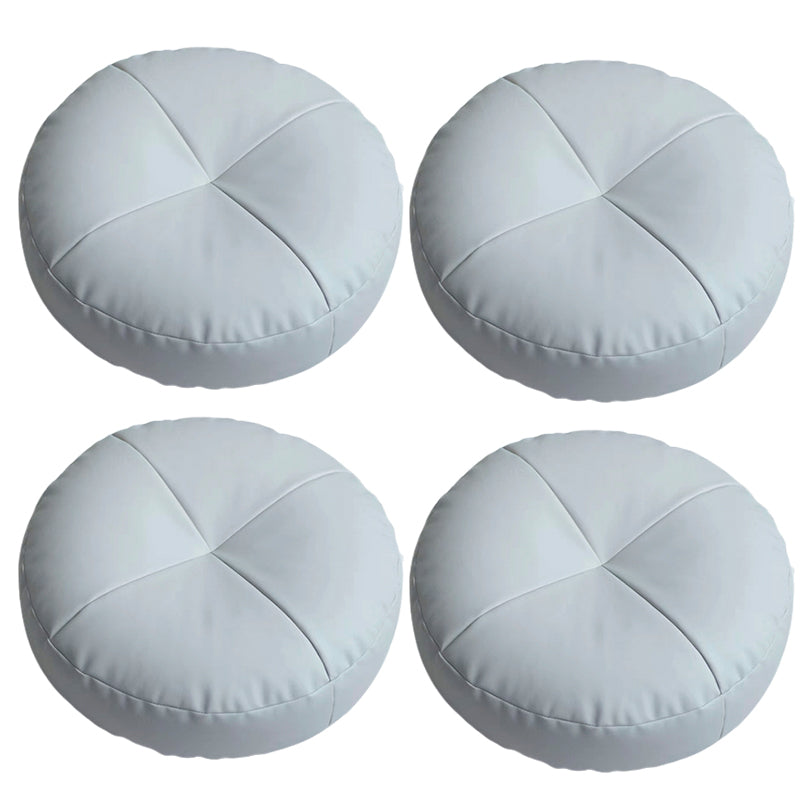 Modern Pouf Ottoman PU Leather Upholstered Tufted Solid Color Round Ottoman