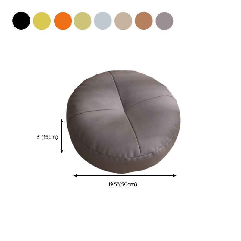 Modern Pouf Ottoman PU Leather Upholstered Tufted Solid Color Round Ottoman