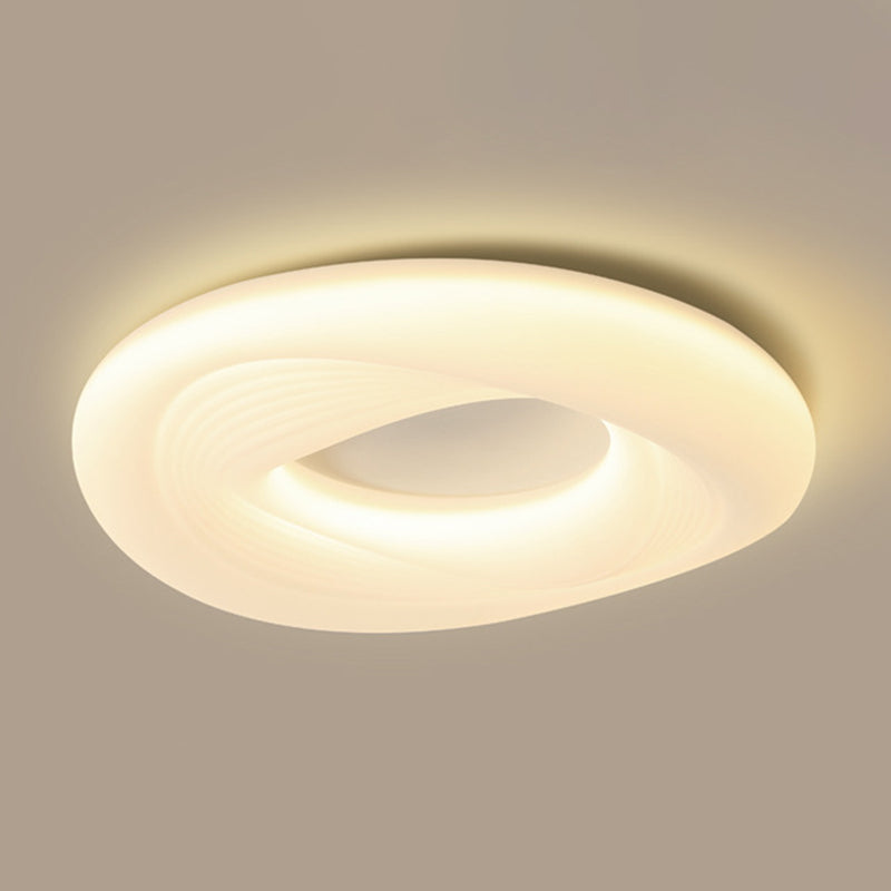 White Shaded Ceiling Light Contemporary LED Flush Mount Lighting for Room