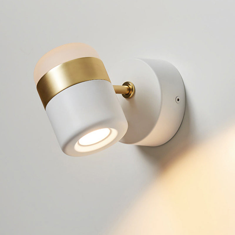 Modern Metal Wall Sconce Cylinder Shape Wall Light with Acrylic Shade for Bedroom