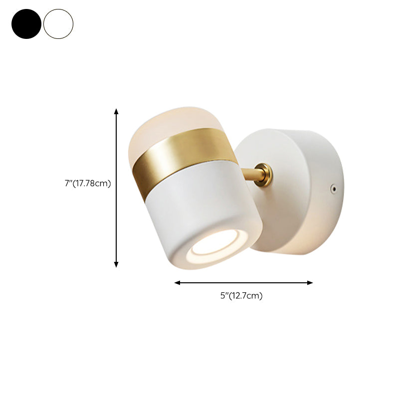 Modern Metal Wall Sconce Cylinder Shape Wall Light with Acrylic Shade for Bedroom