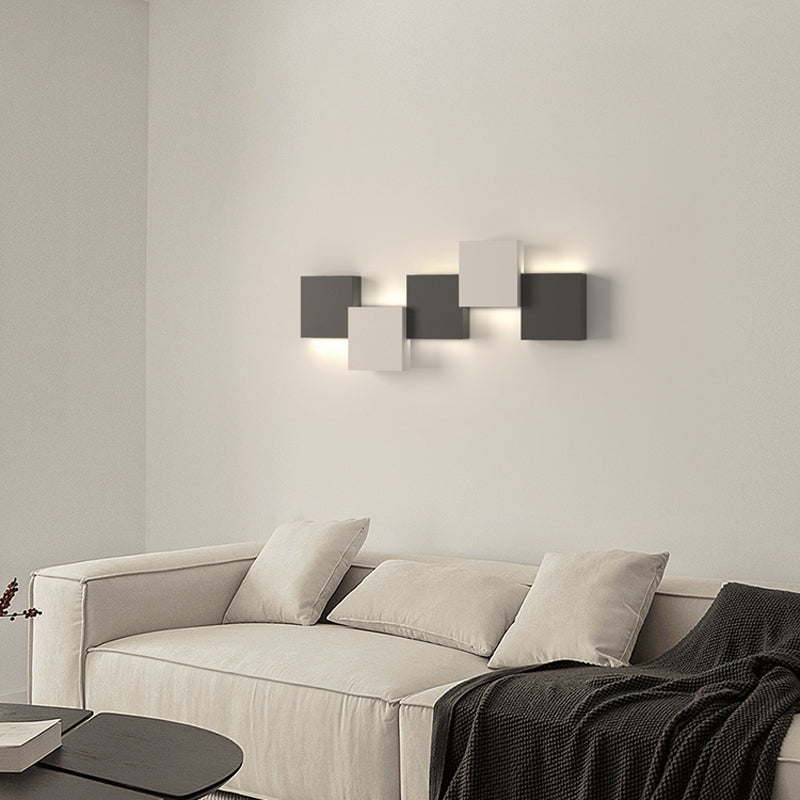 Modern Metal Wall Sconce Square Shape Wall Light with Silicone Shade for Bedroom