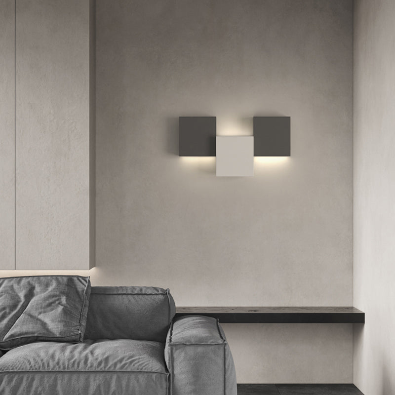 Modern Metal Wall Sconce Square Shape Wall Light with Silicone Shade for Bedroom
