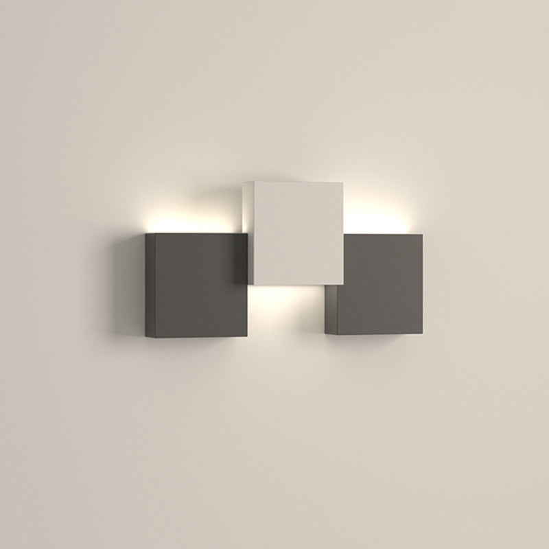 Modern Metal Wall Sconce Square Shape Wall Light with Silicone Shade for Bedroom