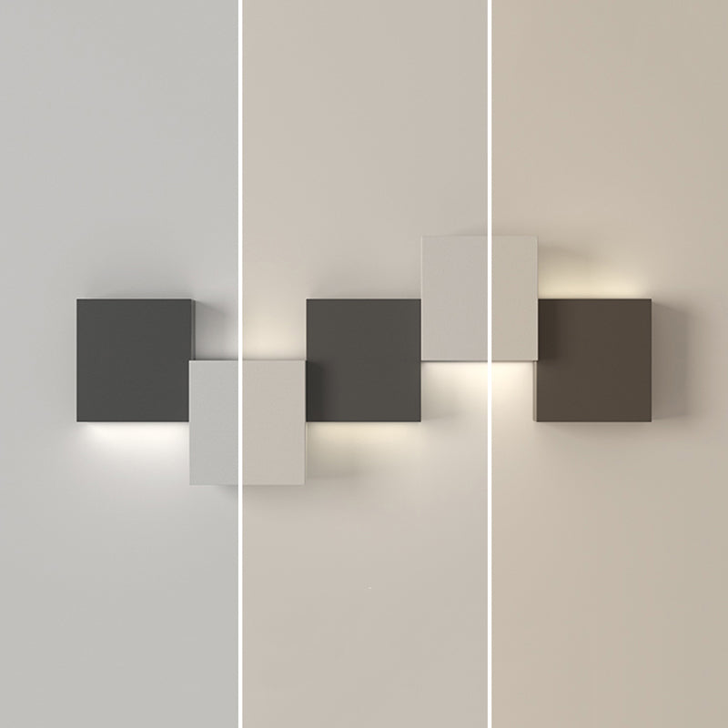 Modern Metal Wall Sconce Square Shape Wall Light with Silicone Shade for Bedroom