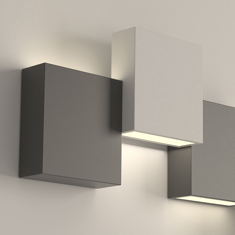 Modern Metal Wall Sconce Square Shape Wall Light with Silicone Shade for Bedroom