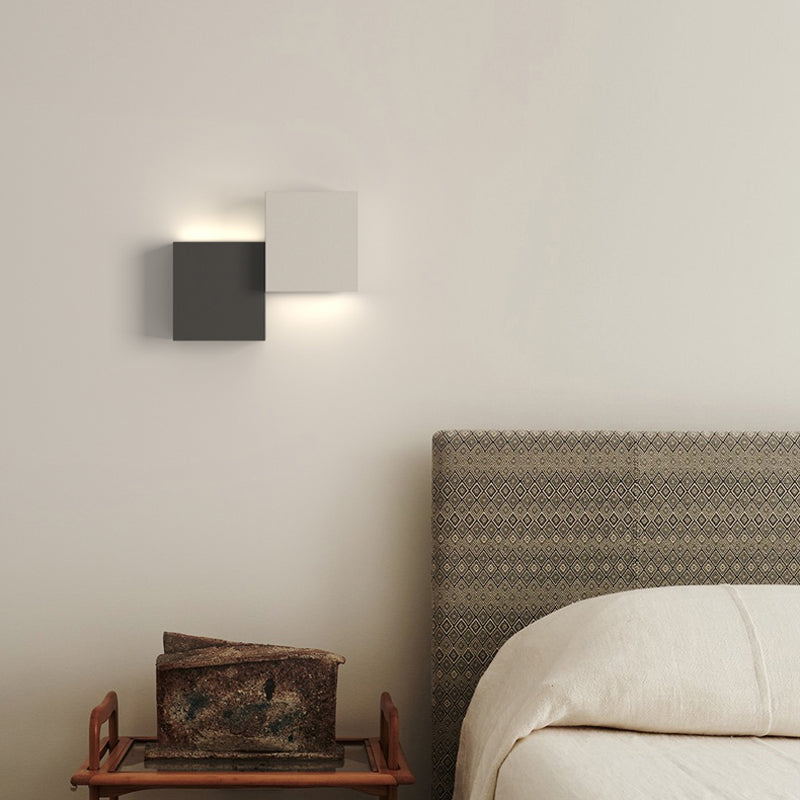 Modern Metal Wall Sconce Square Shape Wall Light with Silicone Shade for Bedroom