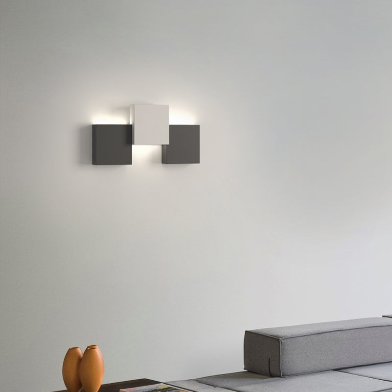 Modern Metal Wall Sconce Square Shape Wall Light with Silicone Shade for Bedroom