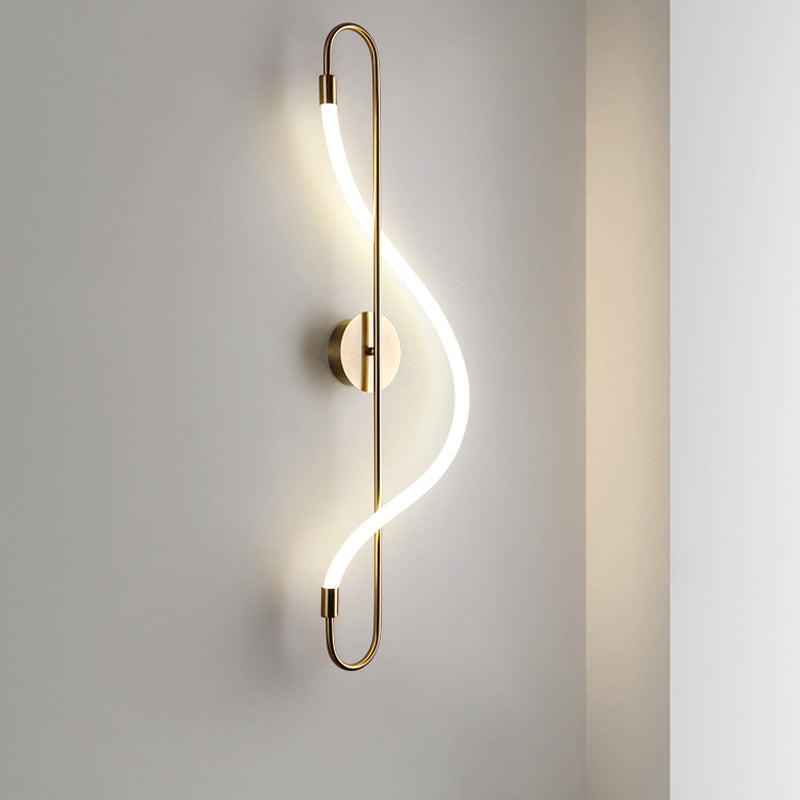Modern Metal Wall Sconce Note Shape Wall Light with Silicone Shade for Bedroom