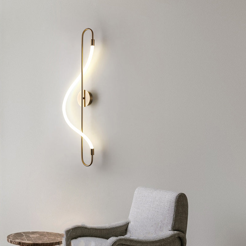 Modern Metal Wall Sconce Note Shape Wall Light with Silicone Shade for Bedroom