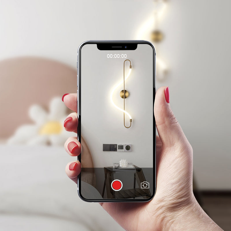 Modern Metal Wall Sconce Note Shape Wall Light with Silicone Shade for Bedroom