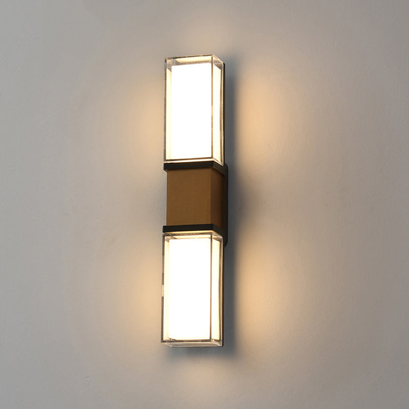 Modern Style Rectangle Shade Wall Sconce Acrylic 2 Lights Sconces for Bedroom