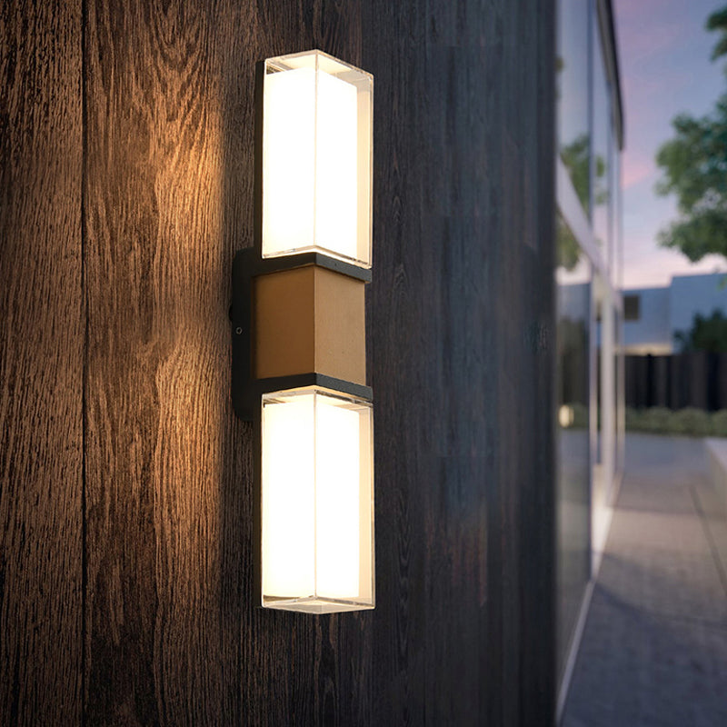 Modern Style Rectangle Shade Wall Sconce Acrylic 2 Lights Sconces for Bedroom